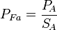 P_{Fa} = frac{P_{!A}}{S_{!A}}